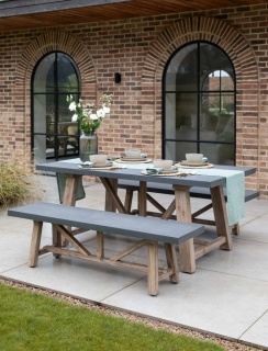 Chilford Table & Bench Set | Grey