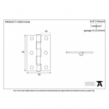 Sss 3'' Ball Bearing Butt Hinge (Pair)