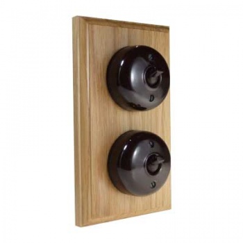 2 Gang Bakelite Switch - Light Oak