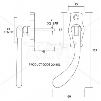 Peardrop Espagnolette Handle - Various Finishes