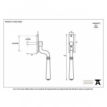 Satin Chrome Teardrop Espag. Window Handle