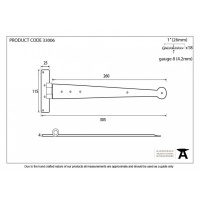 Beeswax 12'' T Hinge (Pair)