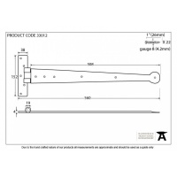 Black 22'' T Hinge (Pair)