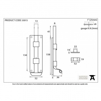 Black 6'' Straight Door Bolt