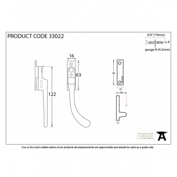 Beeswax Night Vent Peardrop Fastener RH - Locking