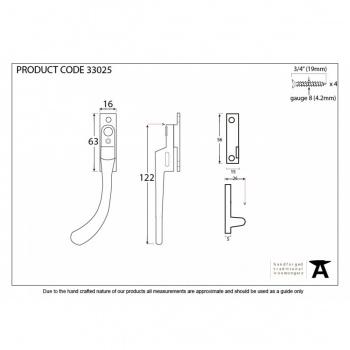 Pewter Night Vent Peardrop Fastener LH - Locking