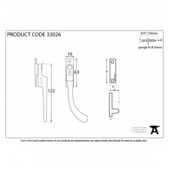 Pewter Night Vent Peardrop Fastener RH - Locking