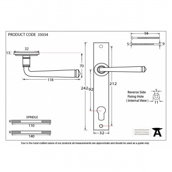 Avon Slimline Lever Espag. Lock Set - Pewter Patina