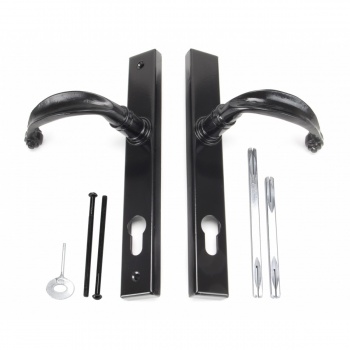 Black Cottage Slimline Lever Espag. Lock Set