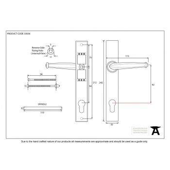 Pewter Patina Cottage Slimline Lever Espag. Lock Set