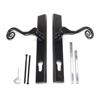 Black Monkeytail Slimline Lever Espag. Lock Set - Left Hand