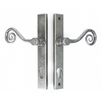 Pewter Patina Monkeytail Slimline Lever Espag. Lock Set - Left Hand