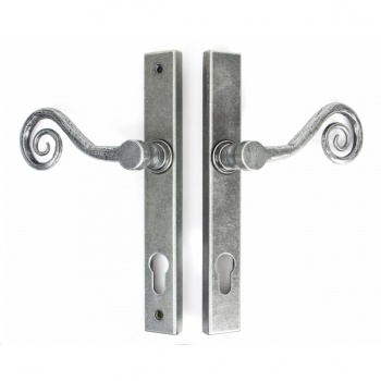 Pewter Patina Monkeytail Slimline Lever Espag. Lock Set - Right Hand