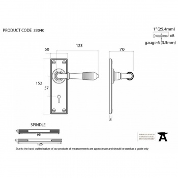 Aged Brass Reeded Lever Lock Set