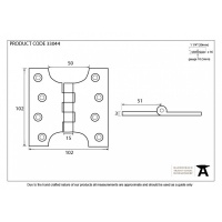 Pewter 4'' X 2'' X 4'' Ball Bearing Parliament Hinge (Pair)