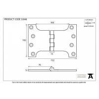 Pewter 4'' X 4'' X 6'' Ball Bearing Parliament Hinge (Pair)