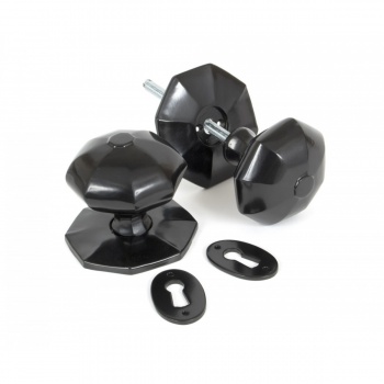 Black Octagonal Mortice/Rim Knob Set - Large