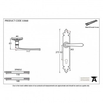 Pewter Cromwell Lever Espag. Lock Set