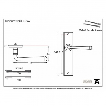 Pewter Large Avon Lever Latch Set