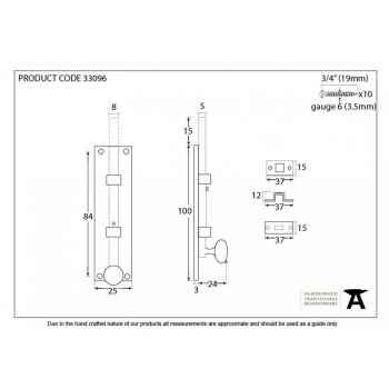 Polished Brass 4'' Universal Knob Bolt