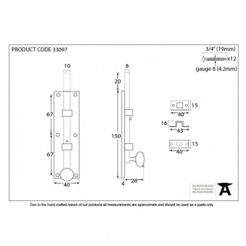 Polished Brass 6'' Universal Knob Bolt