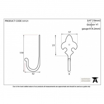 Beeswax Fleur-de-lys Hook