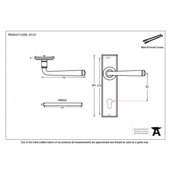 Avon Lever Espagnolette Lock Set - Black