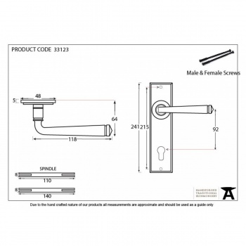 Avon Lever Espagnolette Lock Set - Black