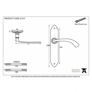 Black Gothic Curved Sprung Lever Latch Set