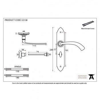 Black Gothic Curved Sprung Lever Bathroom Set