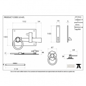 Beeswax Cottage Latch - Left Hand