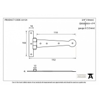 Beeswax 6'' T Hinge (Pair)