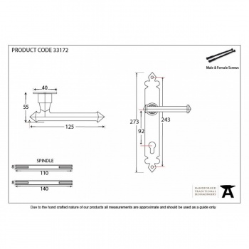 Black Tudor Lever Espag. Lock Set