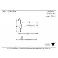 Beeswax 4'' T Hinge (Pair)