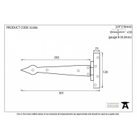 Beeswax 12'' Arrow Head T Hinge (Pair)