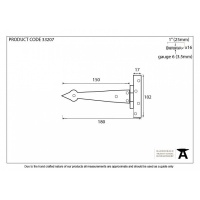 Beeswax 6'' Arrow Head T Hinge (Pair)