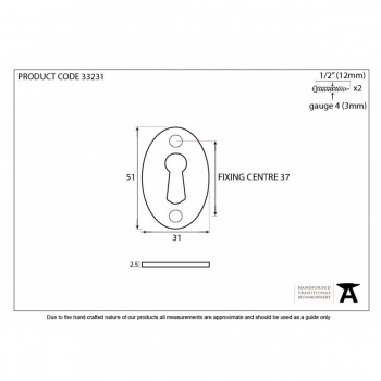 Beeswax Oval Escutcheon