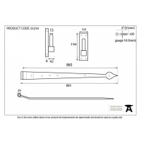 Black 35'' Hook & Band T Hinge (Pair) - Cranked