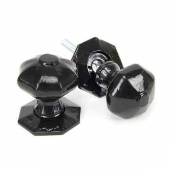 Black Octagonal Mortice/Rim Knob Set