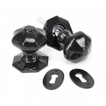 Black Octagonal Mortice/Rim Knob Set