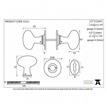 Black Oval Mortice/Rim Knob Set