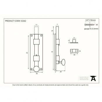 4'' Straight Knob Bolt - Varied Finishes