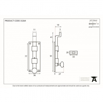 4'' Cranked Knob Bolt - Beeswax