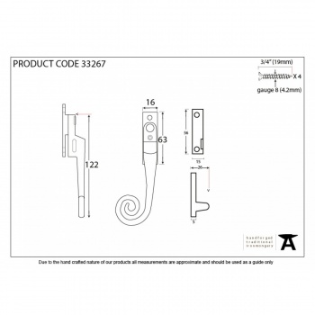 Beeswax Night Vent Fastener LH - Locking