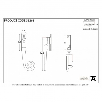 Beeswax Night Vent Fastener RH - Locking