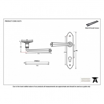 Black Gothic Lever Espag. Lock Set