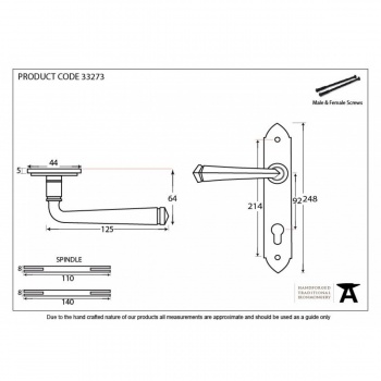 Black Gothic Lever Espag. Lock Set