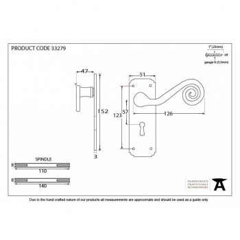 Black Monkeytail Lever Lock Set