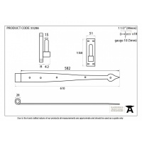 Black 24'' Hook & Band Hinge (Pair)