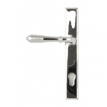 Polished Chrome Reeded Slimline Lever Espag. Lock Set